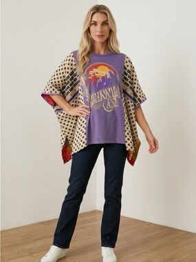 Handcrafted Upcycled Johnny Cash Kantha Tunic NWT One Size